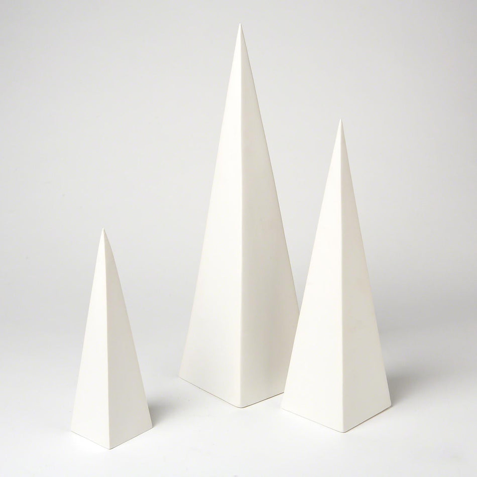 Global Views Pyramid Objet - Matte White - Set of 3