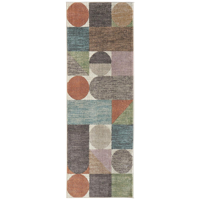Feizy Eden 39QUF Modern Color Block Rug in Ivory/Brown/Blue
