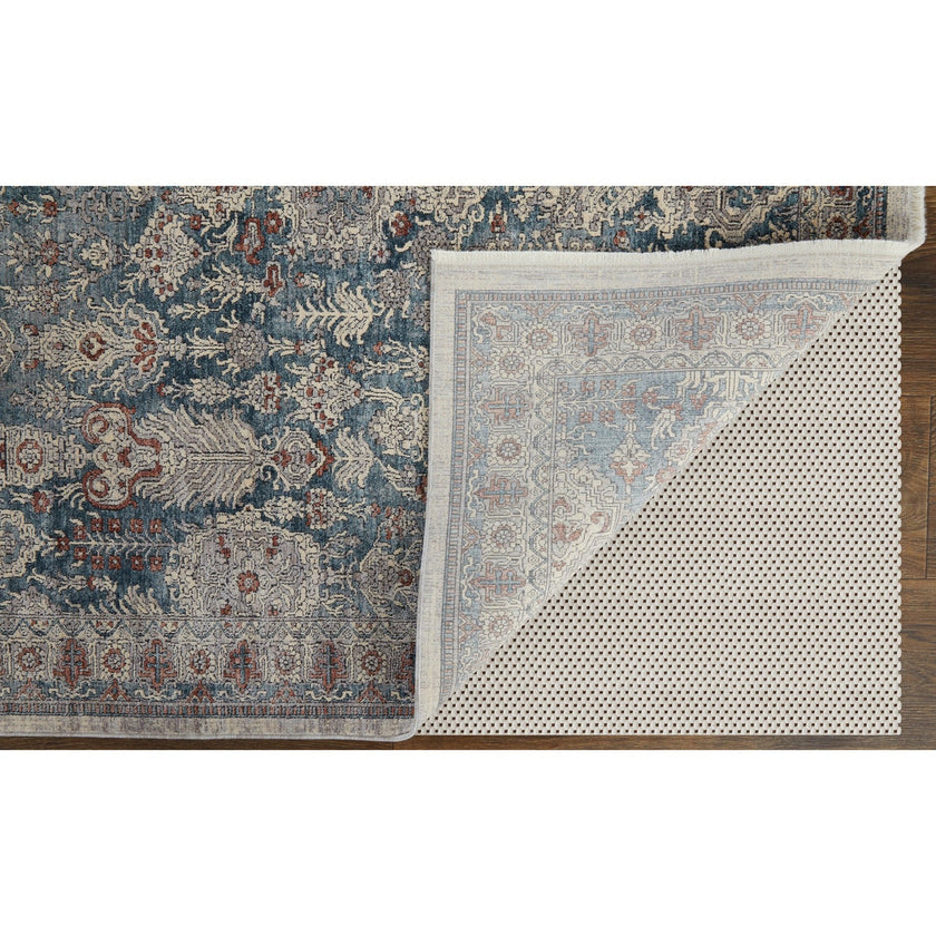 Feizy Marquette 39GUF Transitional Medallion in Blue/Ivory