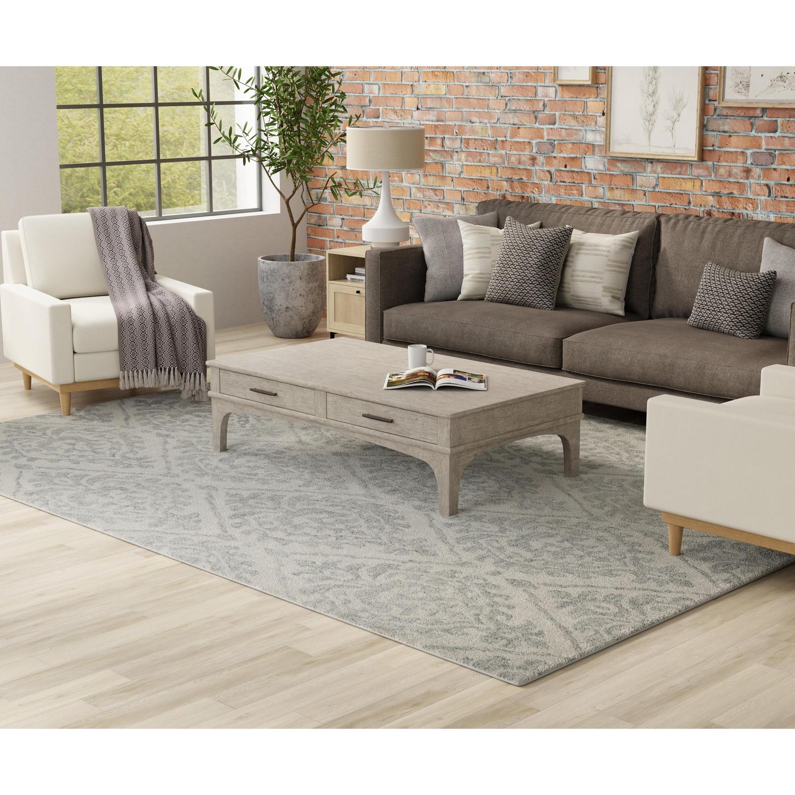 Feizy Belfort 8A29F Traditional Floral & Botanical Rug in Ivory/Gray