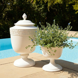 Global Views White Villa Greek Key Urn
