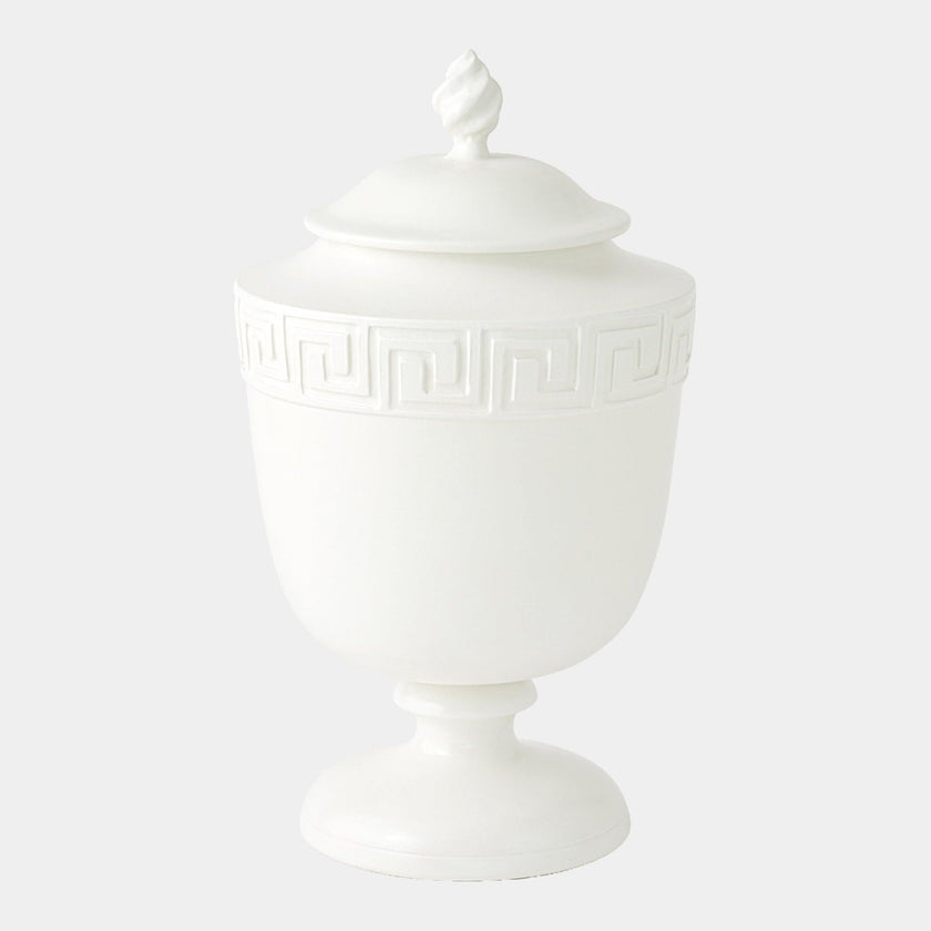 Global Views White Villa Greek Key Urn