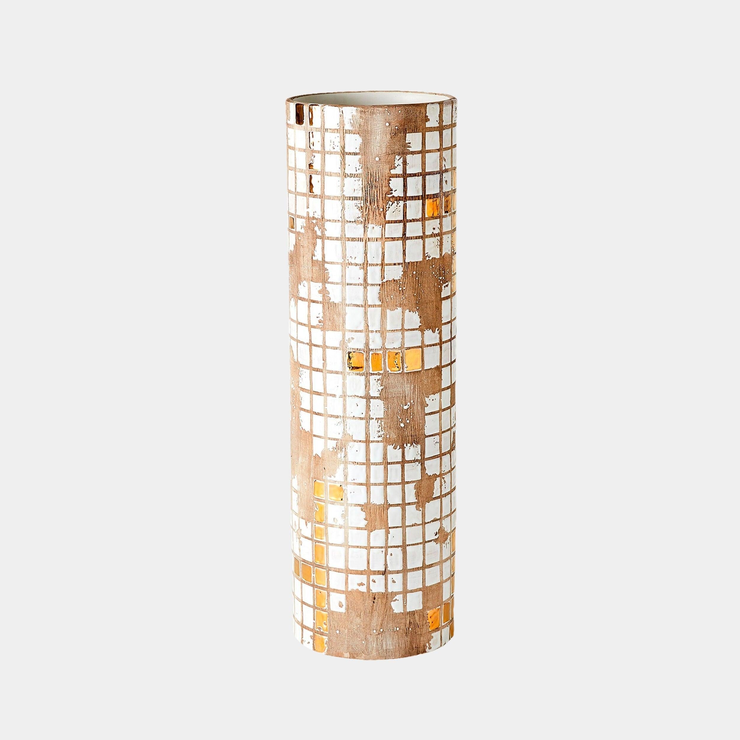 Global Views Racked Golden Mosaic Vase Clearance