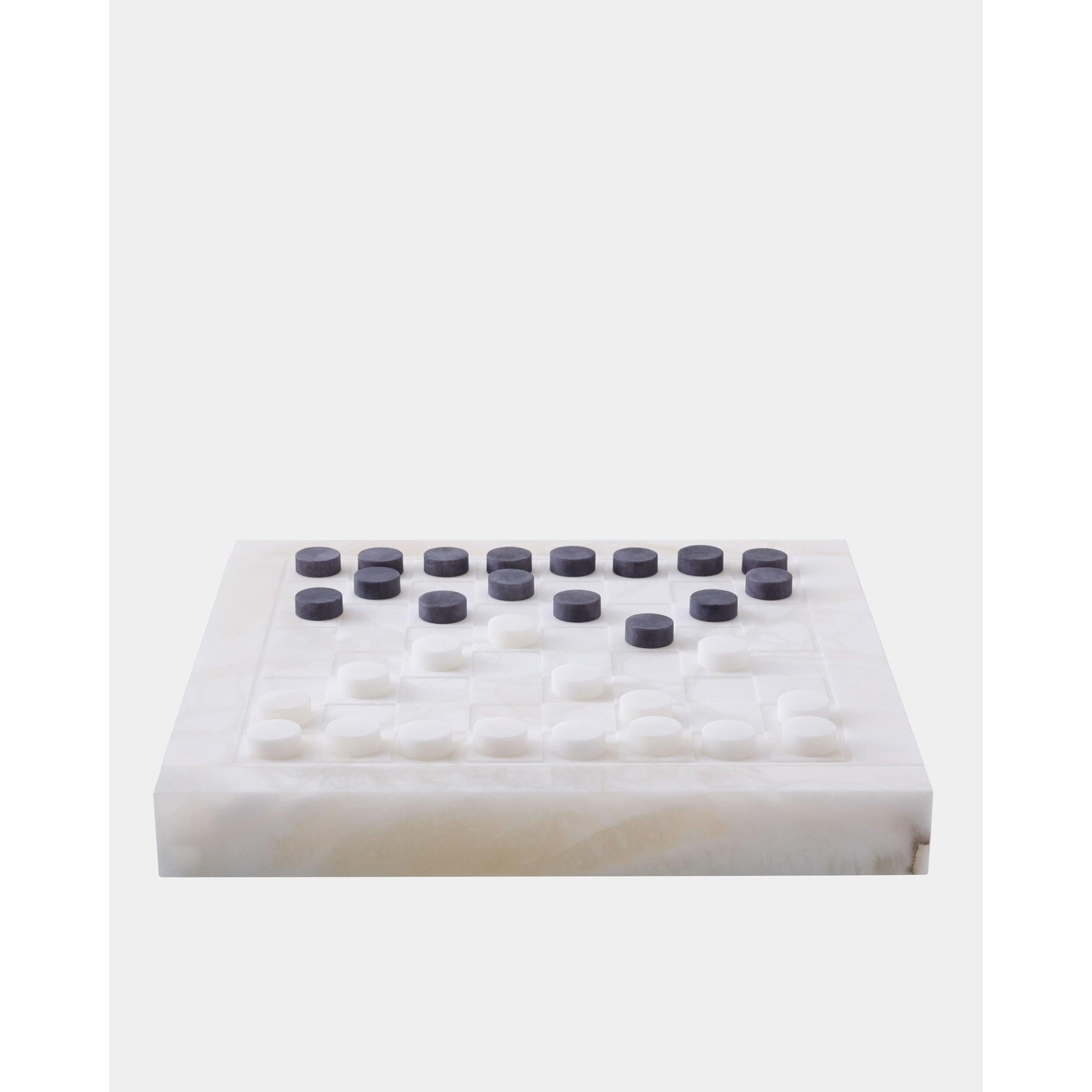 Global Views Augustus Alabaster Chess Checkers Set