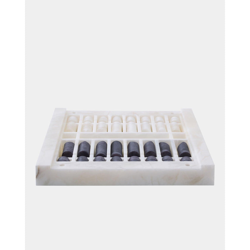 Global Views Augustus Alabaster Chess Checkers Set
