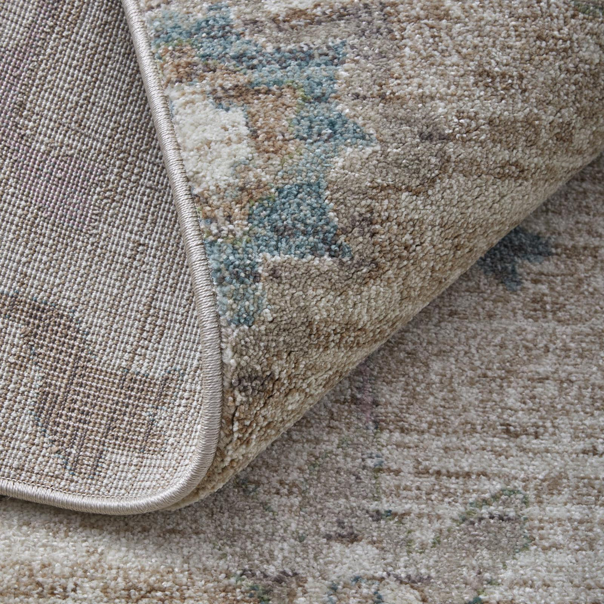 Feizy Dartmouth 39QKF Transitional Abstract Rug in Tan/Brown/Blue