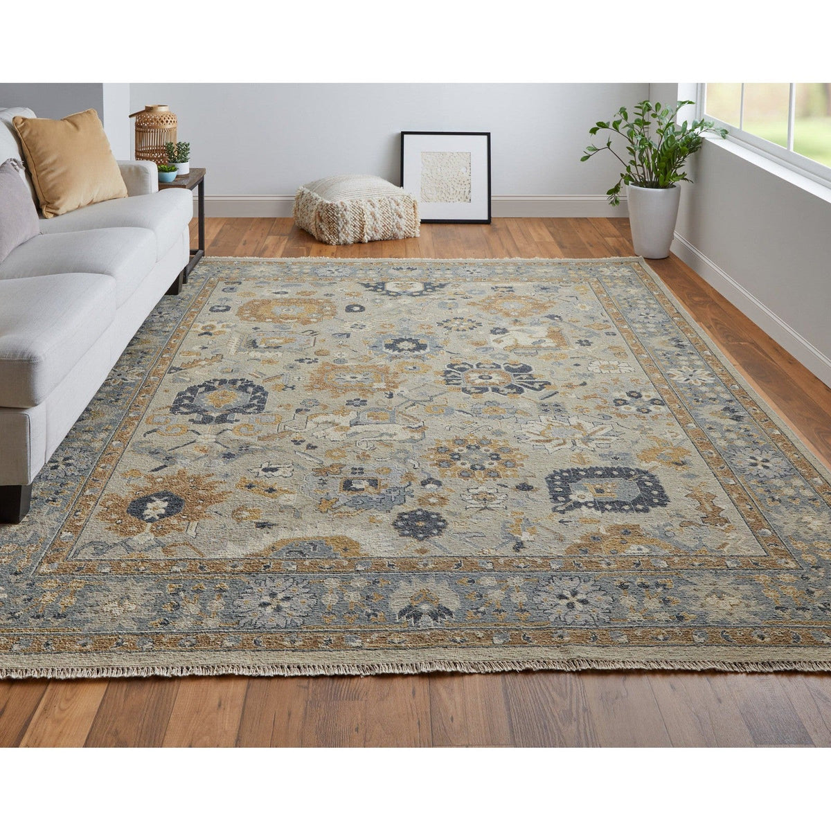 Feizy Corbitt 0612F Traditional Oriental in Blue/Brown/Gray