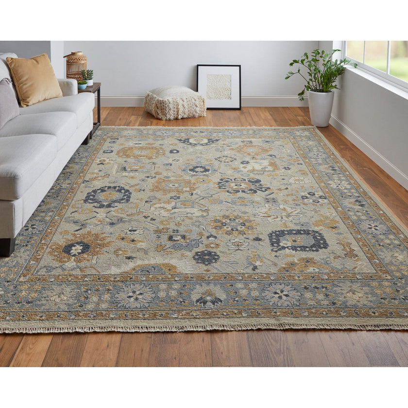 Feizy Corbitt 0612F Traditional Oriental in Blue/Brown/Gray