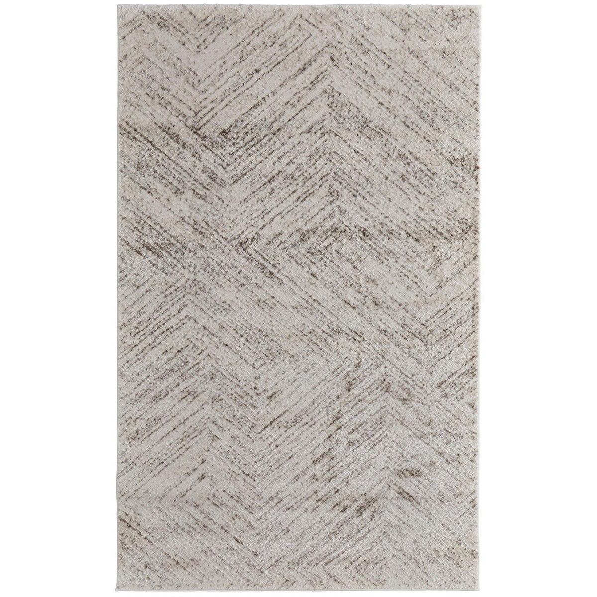 Feizy Vancouver 39NPF Modern Geometric Rug in Ivory/Tan/Brown