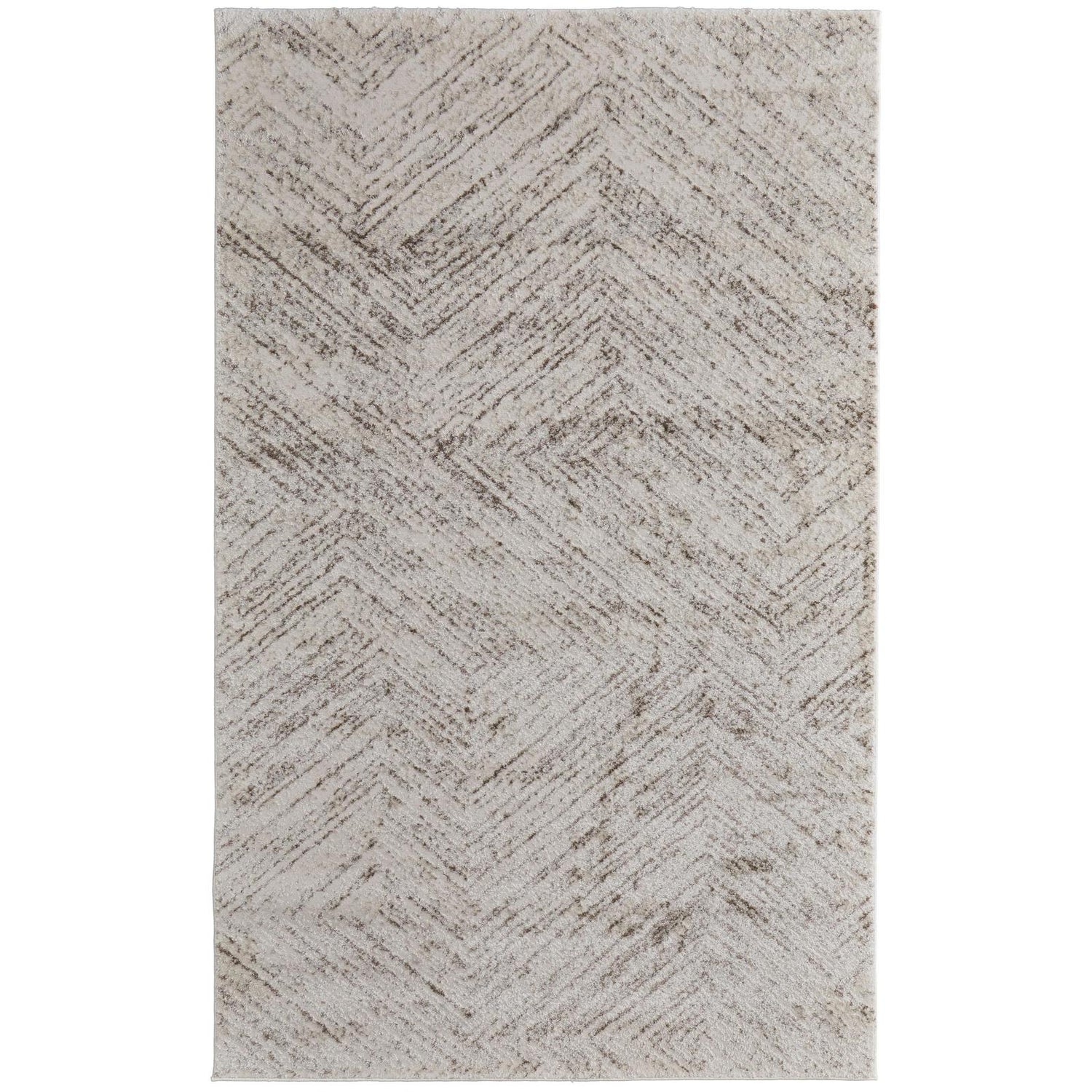 Feizy Vancouver 39NPF Modern Geometric Rug in Ivory/Tan/Brown