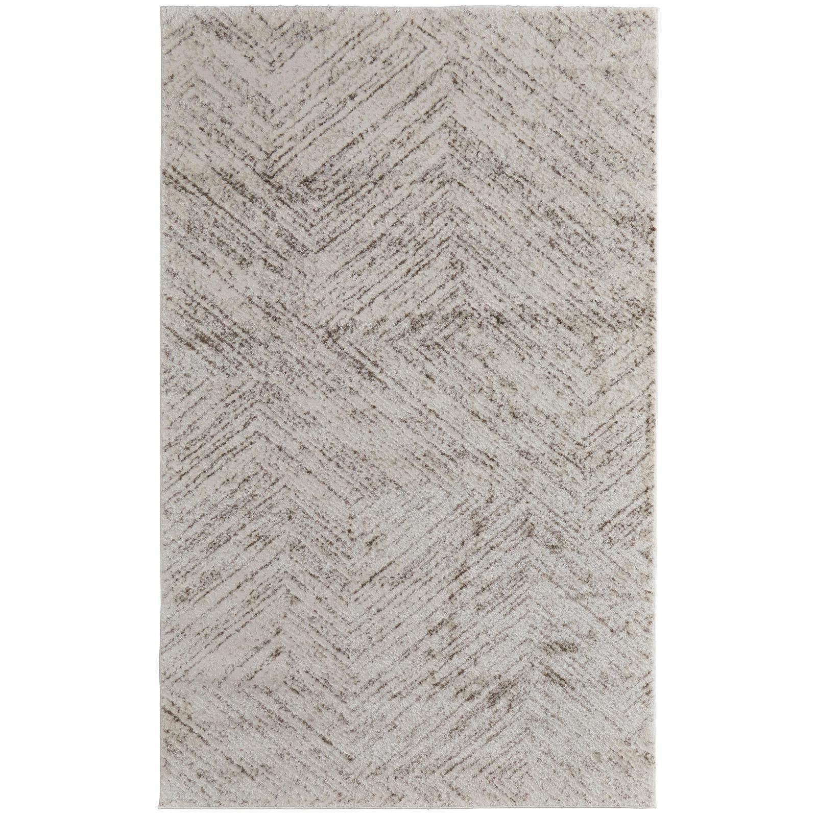 Feizy Vancouver 39NPF Modern Geometric Rug in Ivory/Tan/Brown
