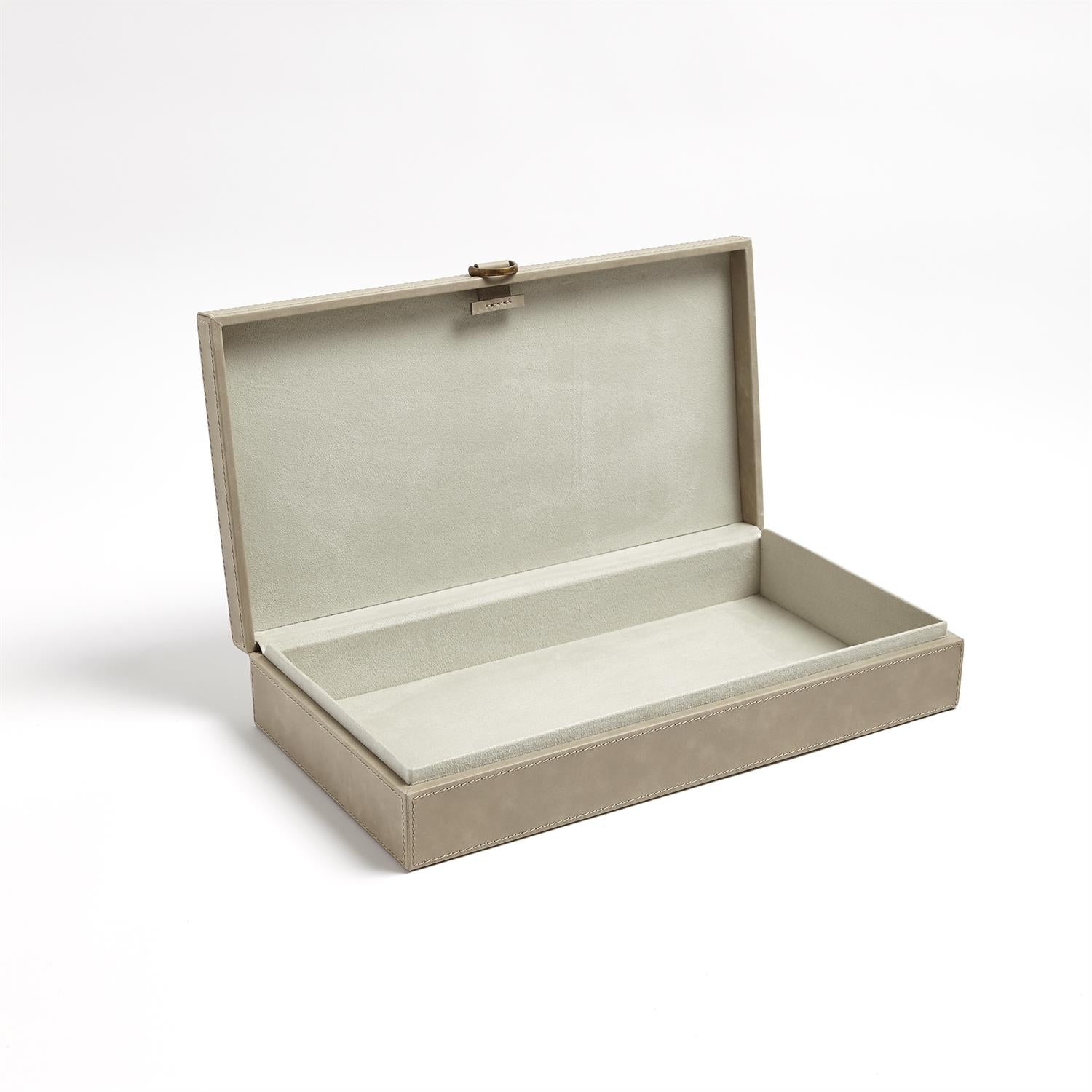 Global Views Marbled Leather D Ring Box - Light Grey
