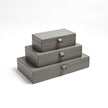 Global Views Marbled Leather D Ring Box - Dark Grey