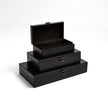 Global Views Marbled Leather D Ring Box - Black