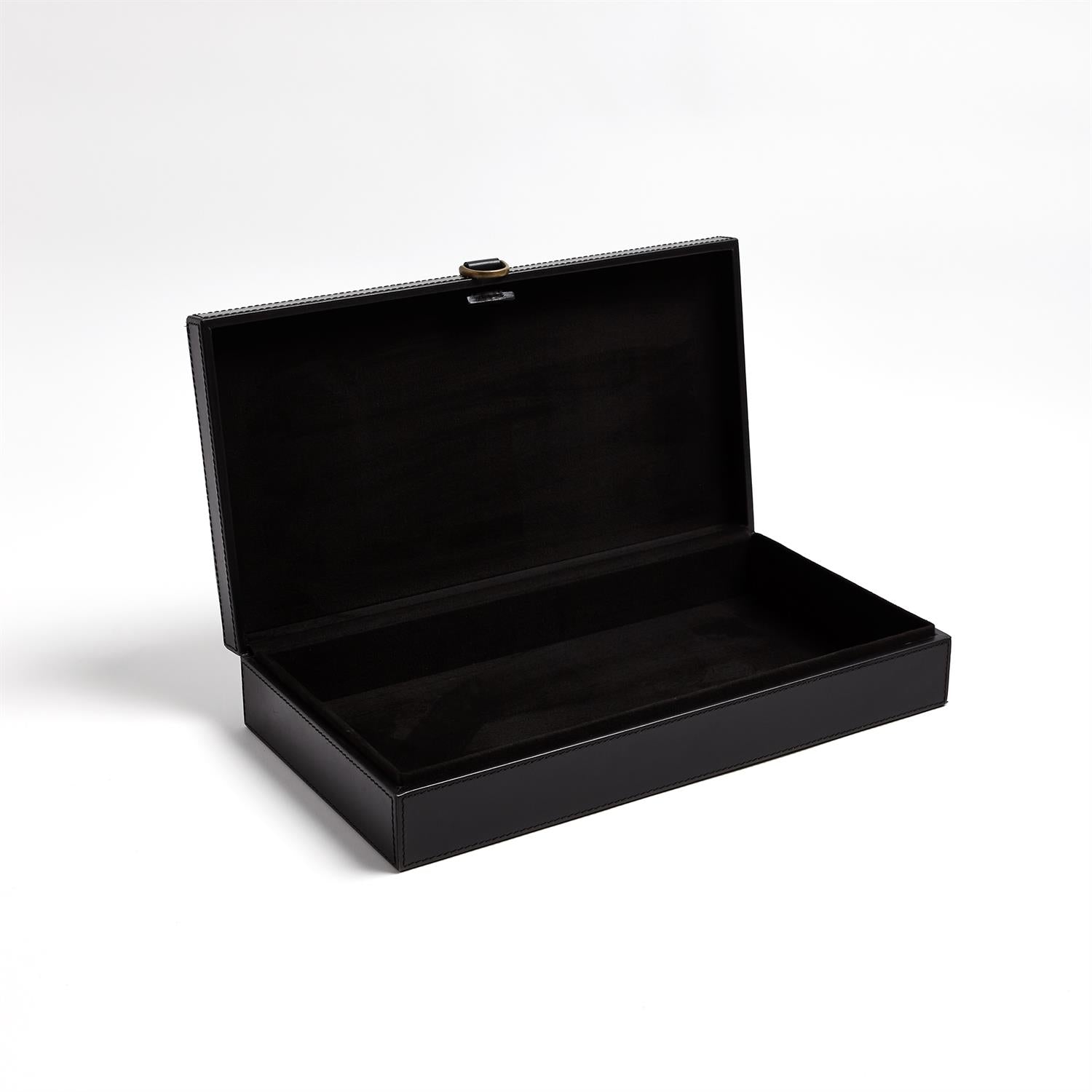 Global Views Marbled Leather D Ring Box - Black