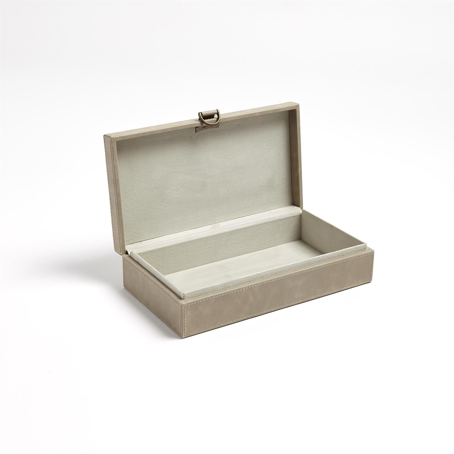 Global Views Marbled Leather D Ring Box - Light Grey