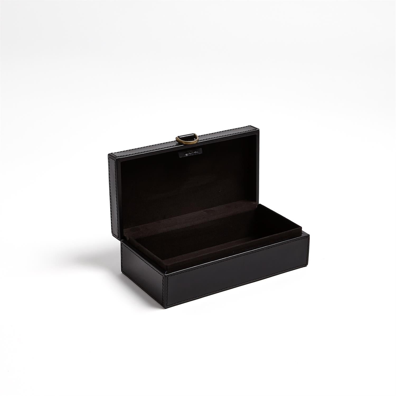 Global Views Marbled Leather D Ring Box - Black