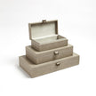Global Views Marbled Leather D Ring Box - Light Grey