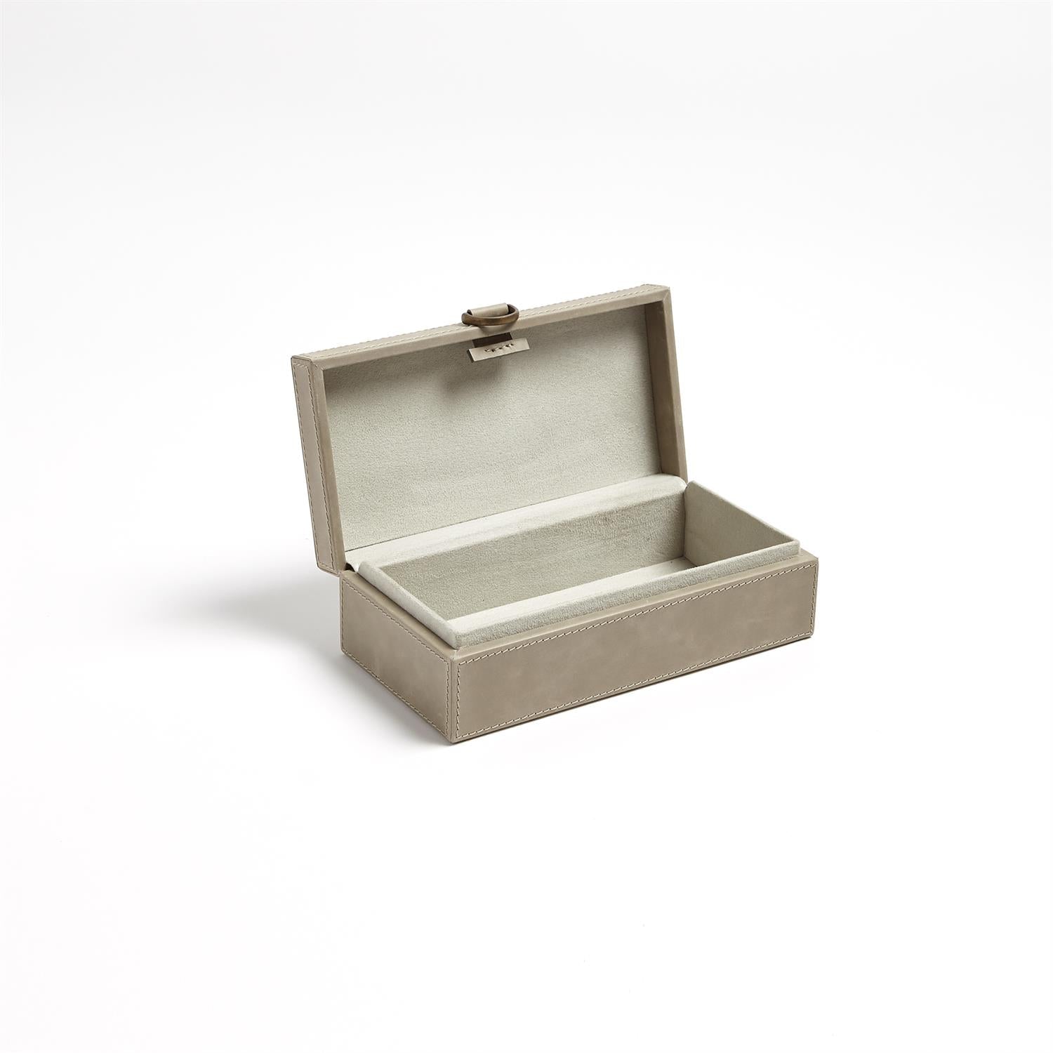 Global Views Marbled Leather D Ring Box - Light Grey
