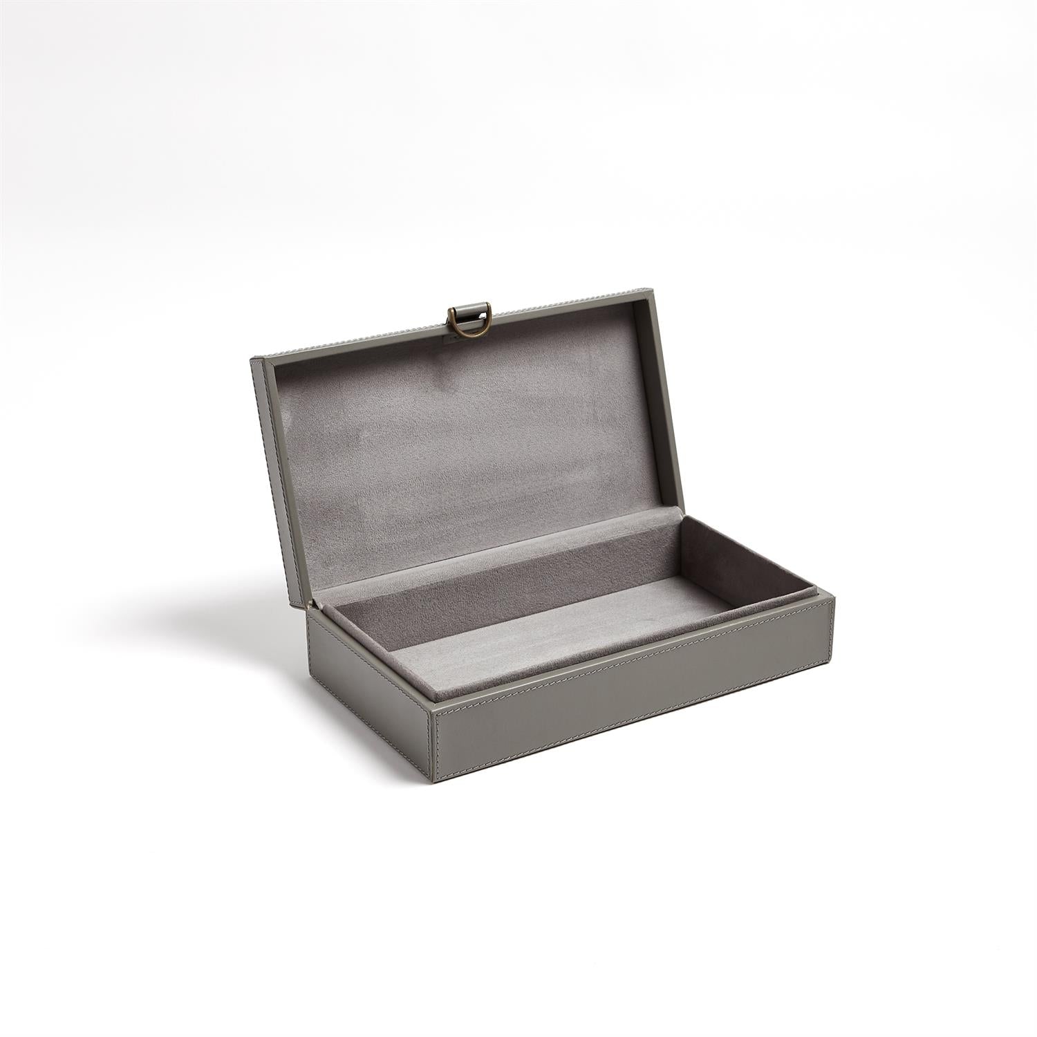 Global Views Marbled Leather D Ring Box - Dark Grey