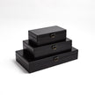 Global Views Marbled Leather D Ring Box - Black