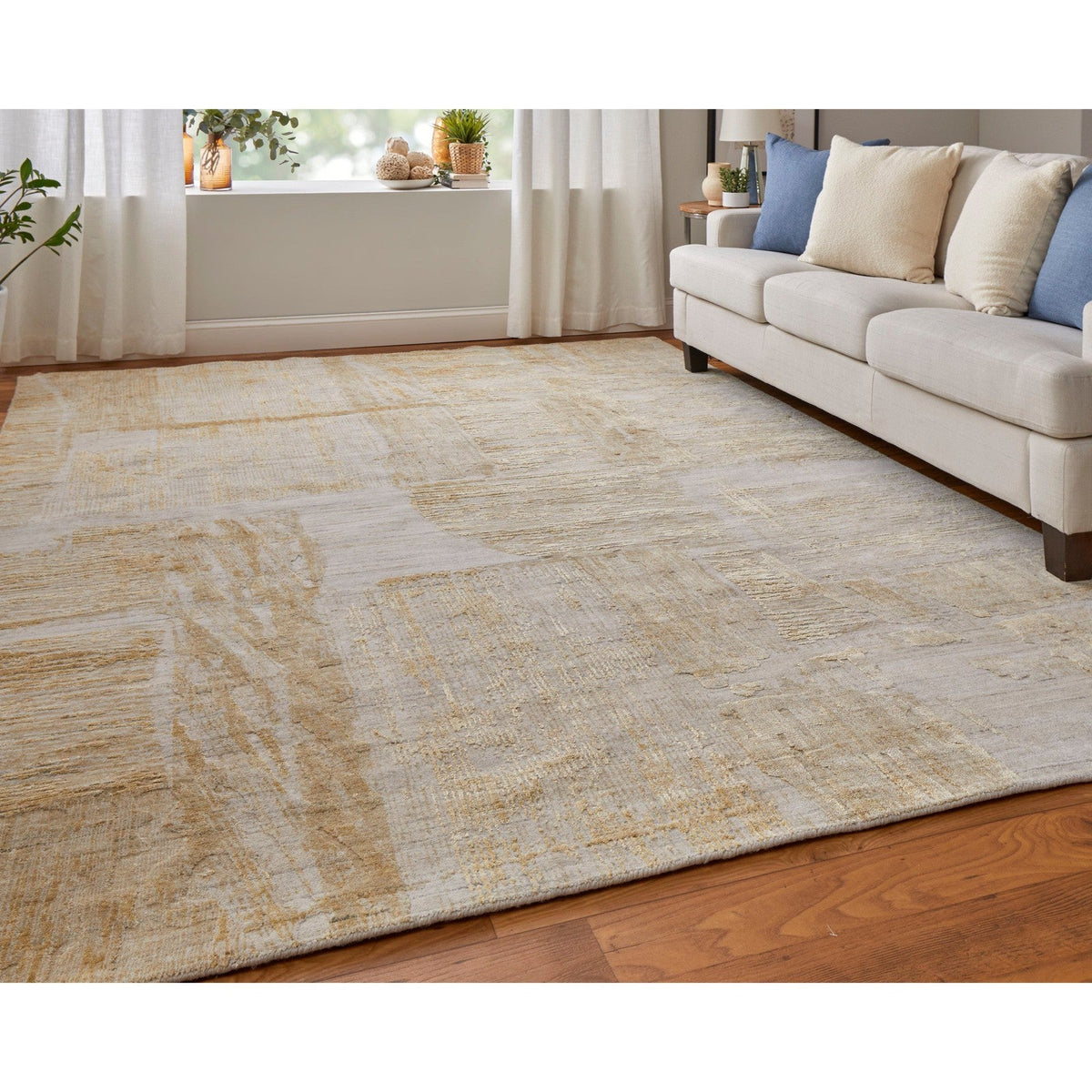Feizy Eastfield 69FTF Modern Abstract in Yellow/Ivory/Gold