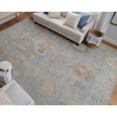 Feizy Grafton 69FMF Transitional Floral & Botanical Rug in Blue/Gray/Yellow