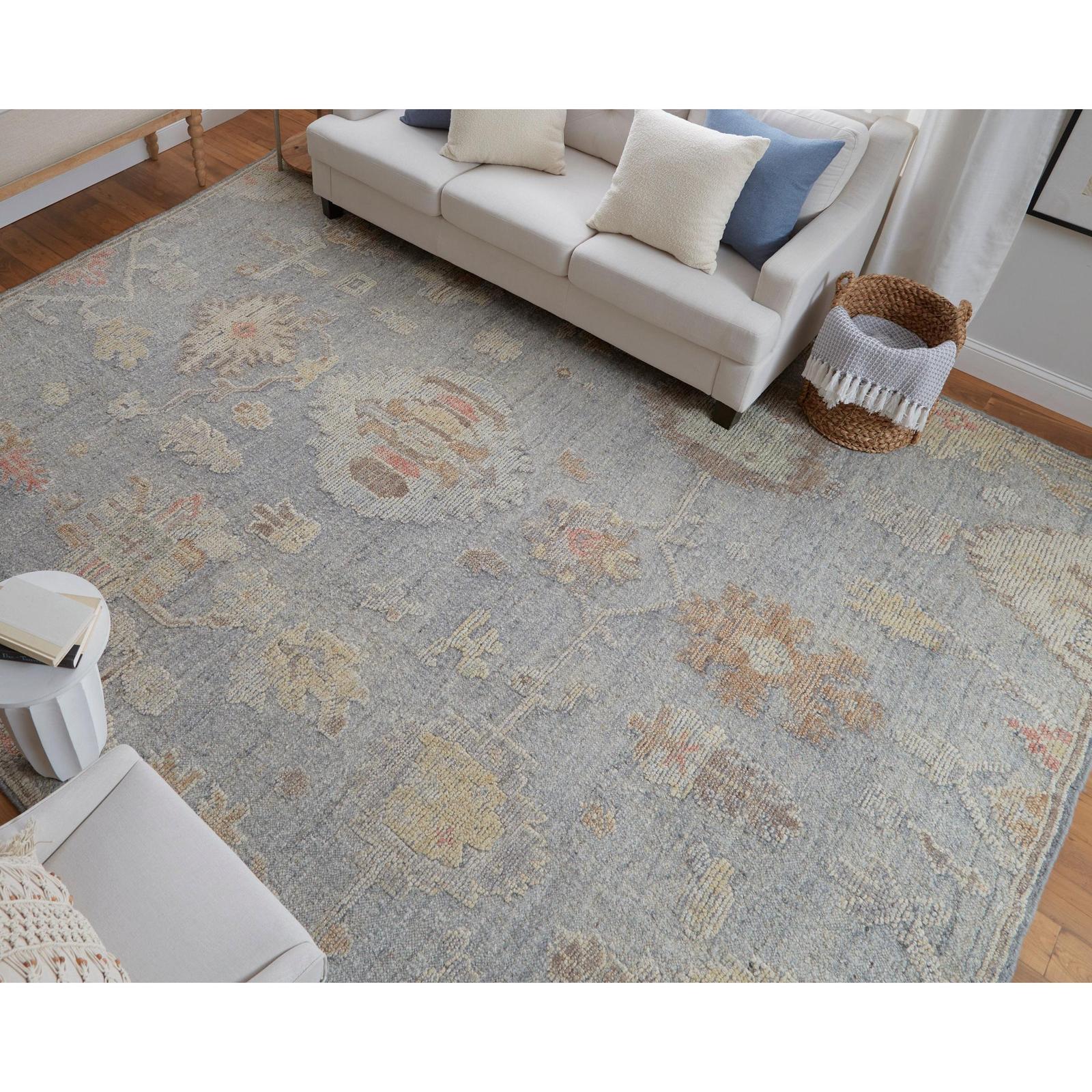 Feizy Grafton 69FMF Transitional Floral & Botanical Rug in Blue/Gray/Yellow