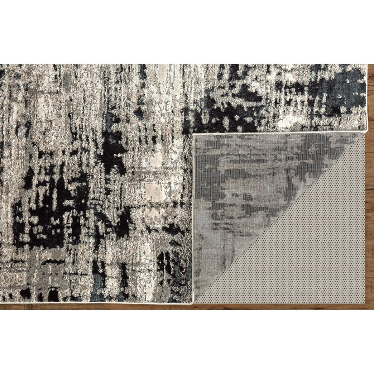 Feizy Micah 3339F Modern Abstract Rug in Black/White/Gray