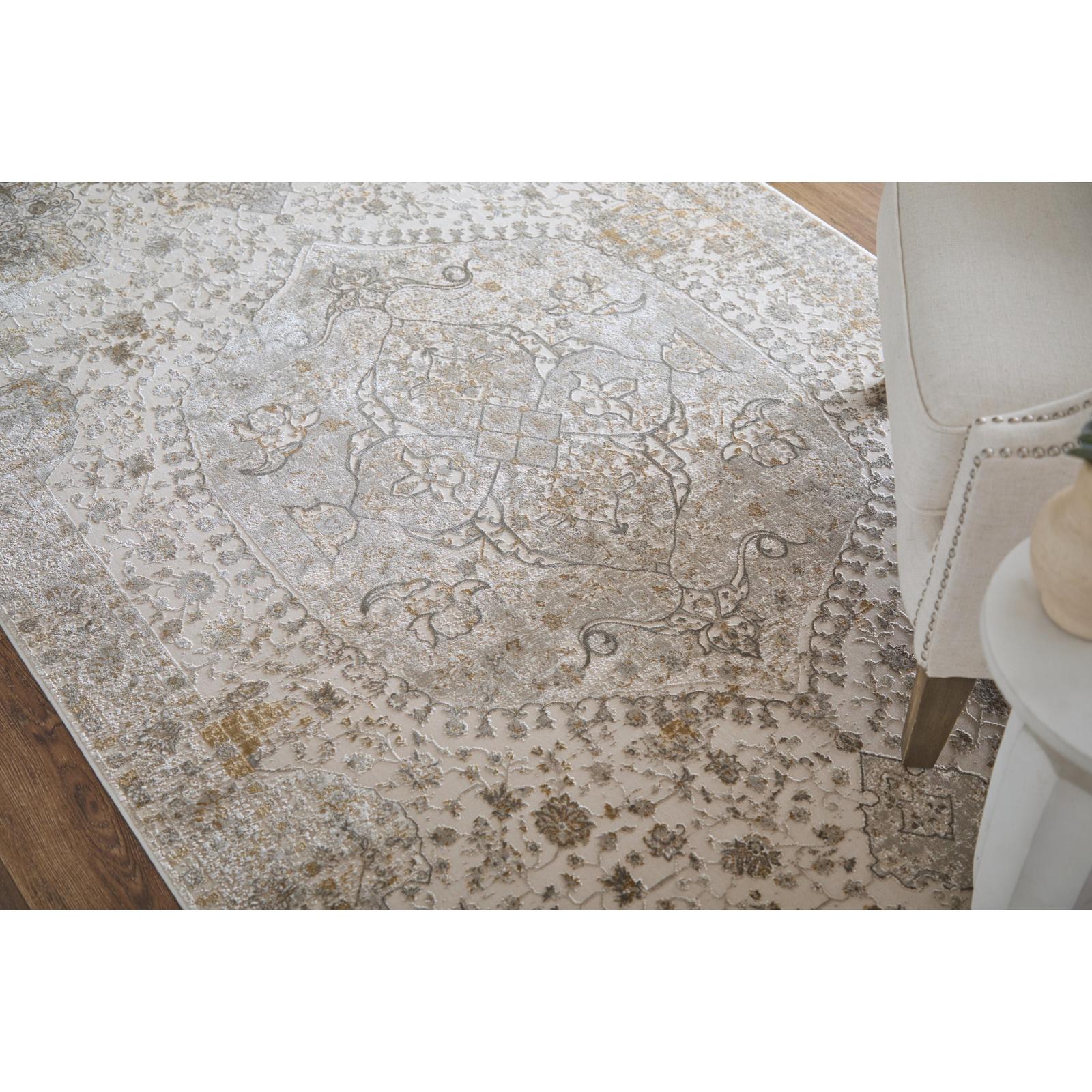 Feizy Cadiz 39T0F Traditional Medallion Rug in Ivory/Gray/Gold