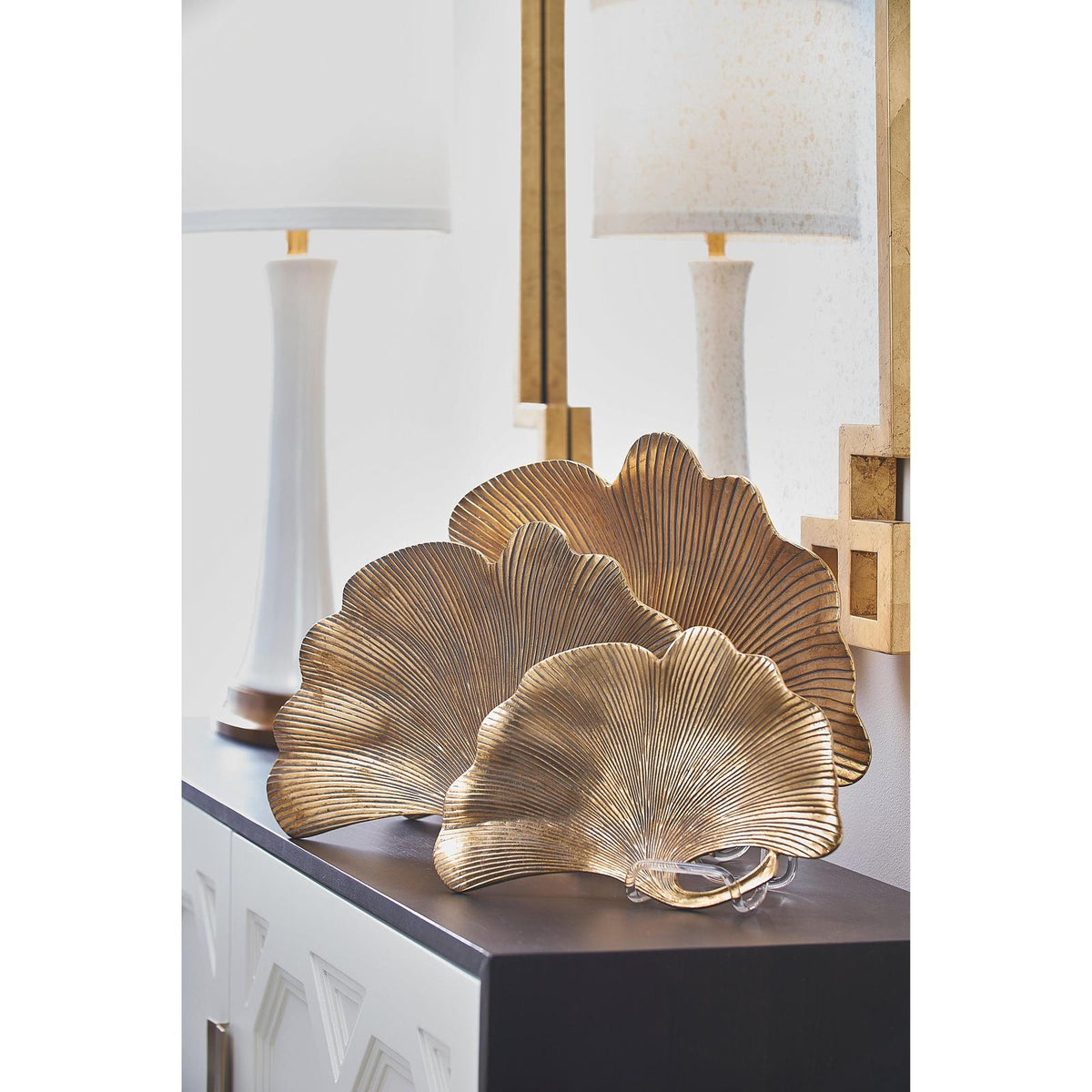 Chelsea House Gold Lotus Leaf Trays - Set of 3