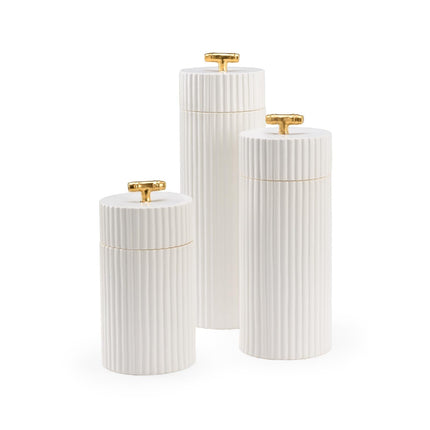 Chelsea House White Bamboo Canisters - Set of 3