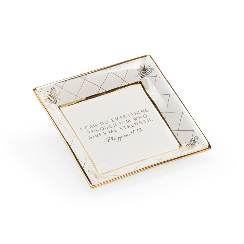 Chelsea House White Square Bee Verse Plate