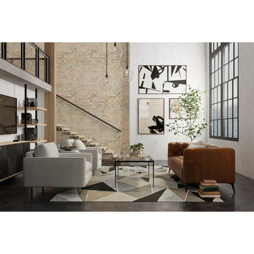 Feizy Kimball 8A33F Transitional Abstract Rug in Gray/Black/Brown