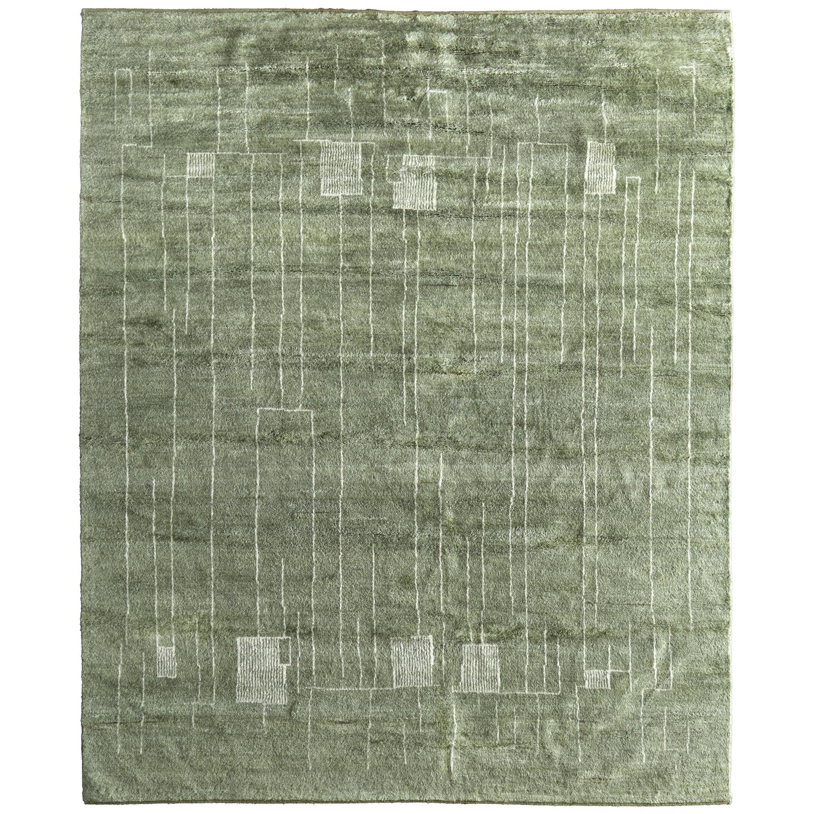Feizy Agape 69HBF Modern Abstract Rug in Green/Ivory