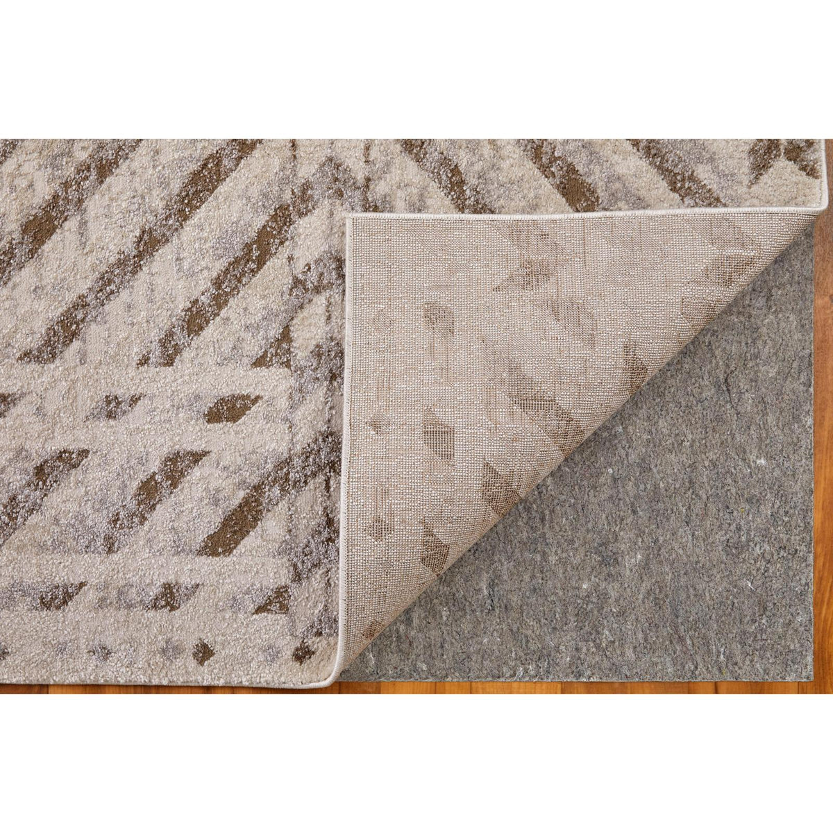 Feizy Vancouver 39NQF Modern Geometric Rug in Ivory/Tan/Brown