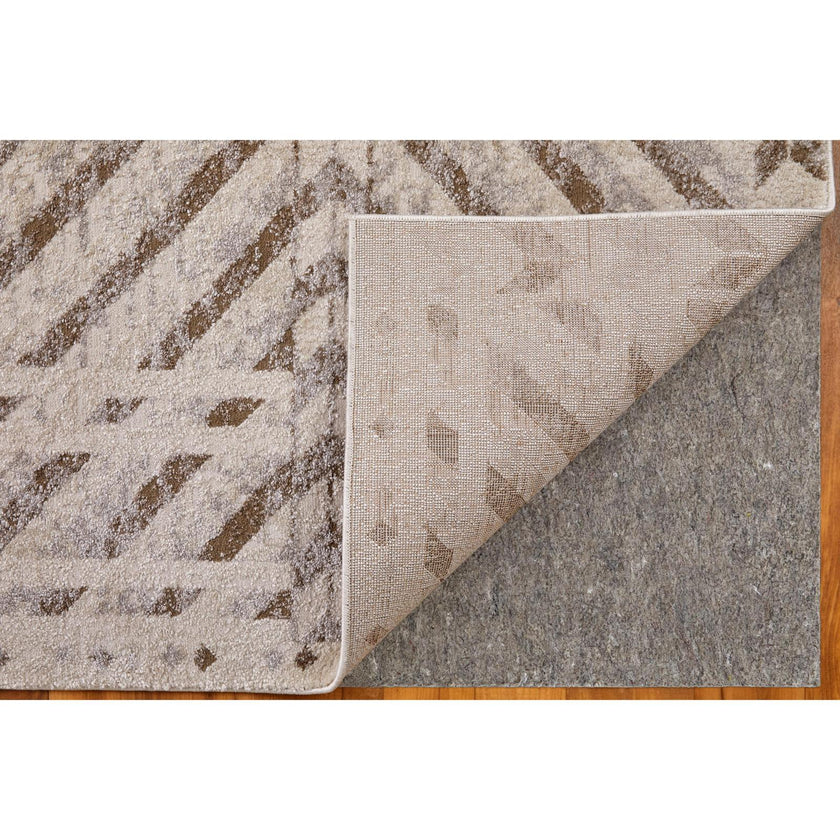 Feizy Vancouver 39NQF Modern Geometric Rug in Ivory/Tan/Brown