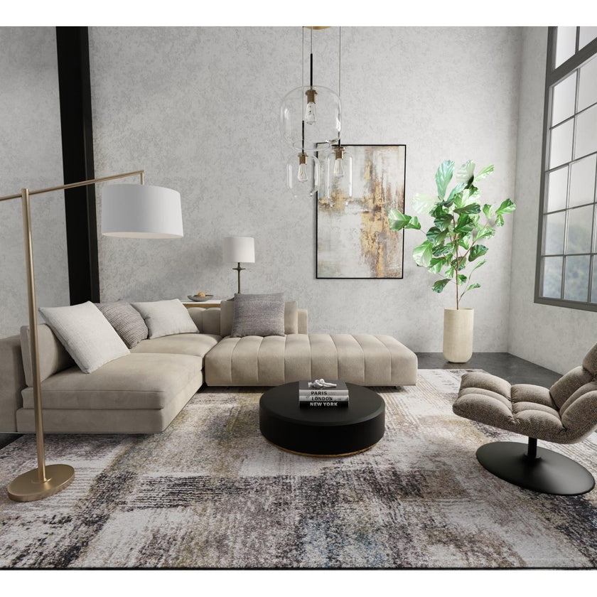 Feizy Skyview 39Q9F Modern Abstract Rug in Gray/Taupe/Ivory