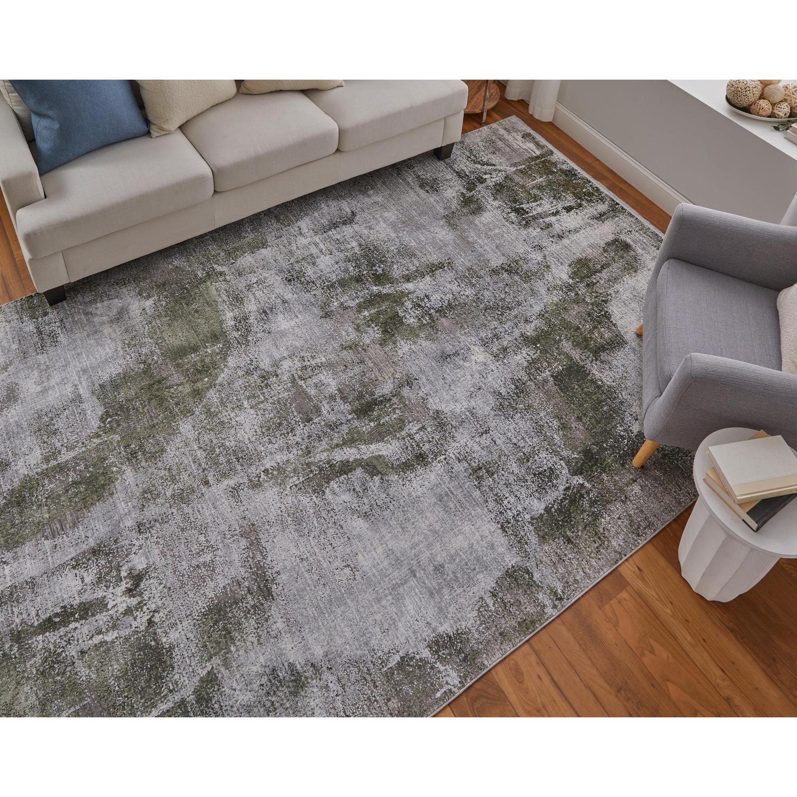 Feizy Cadiz 39N5F Modern Ikat Rug in Gray/Green/Silver