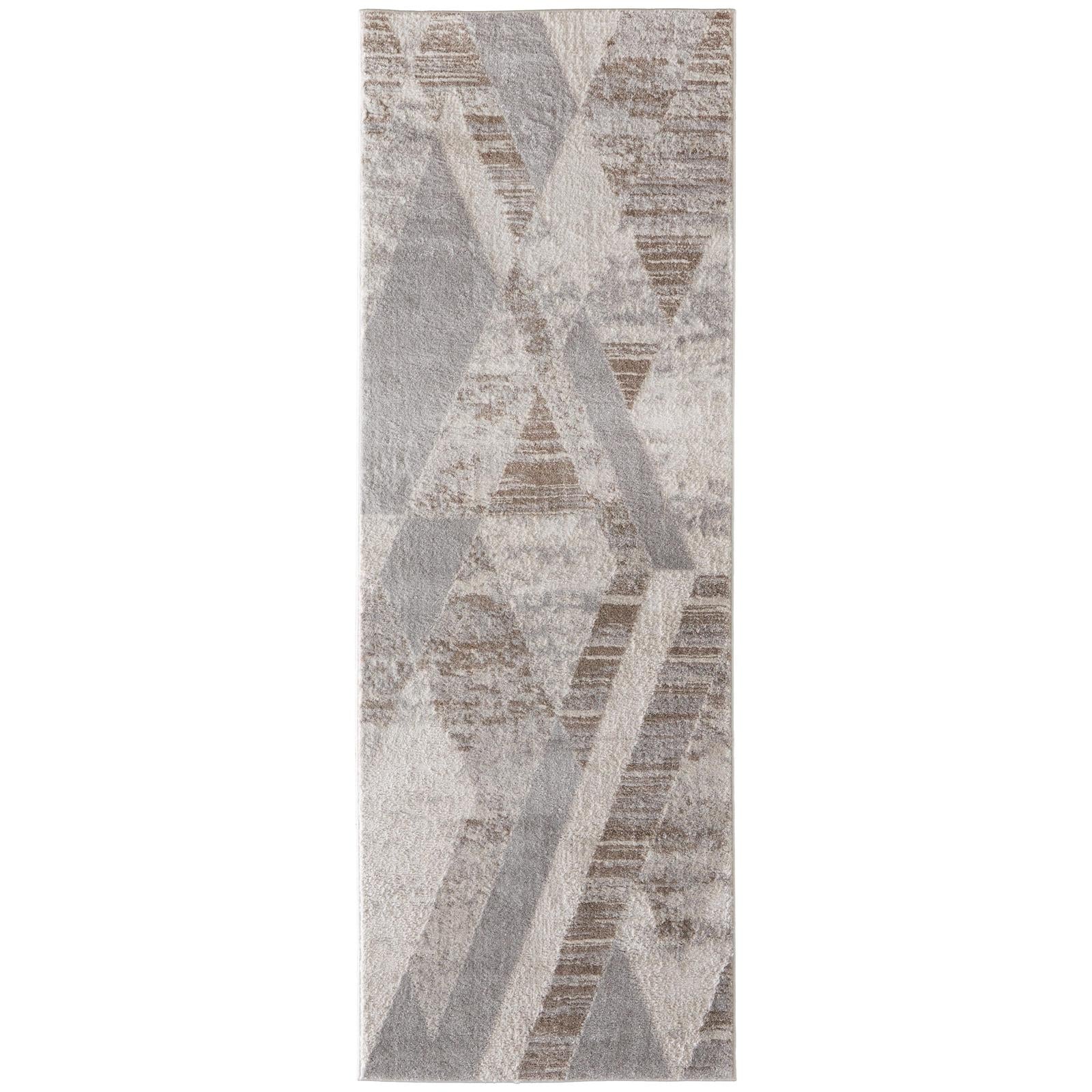 Feizy Vancouver 39NRF Modern Geometric Rug in Tan/Brown/Ivory