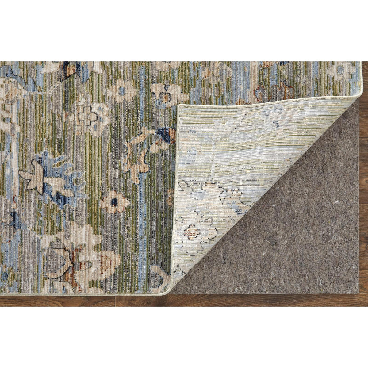 Feizy Melrose 39P3F Traditional Floral & Botanical Rug in Green/Ivory/Blue