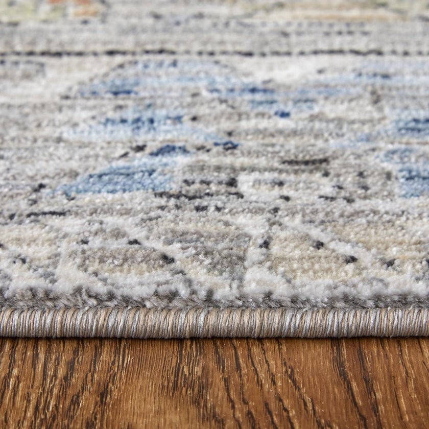 Feizy Melrose 39P0F Transitional Distressed Rug in Gray/Red/Blue