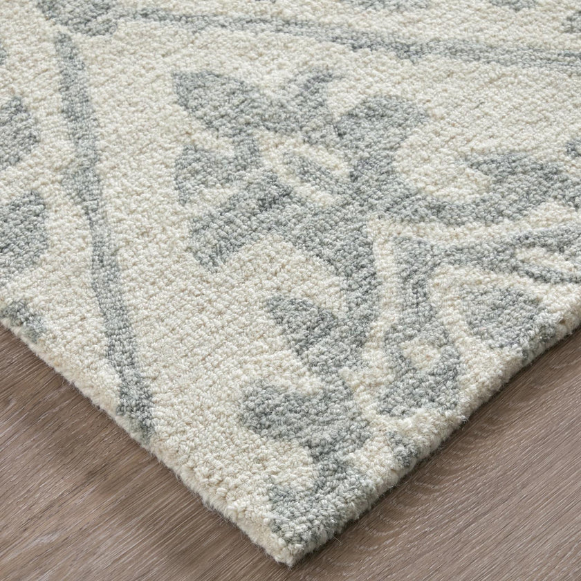 Feizy Belfort 8A29F Traditional Floral & Botanical Rug in Ivory/Gray