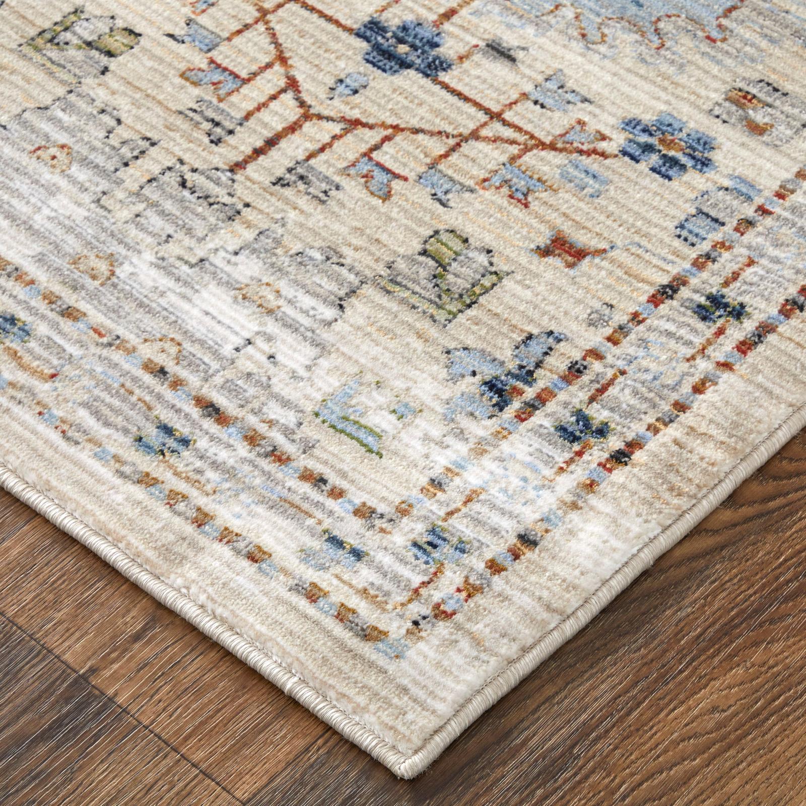 Feizy Melrose 39P5F Traditional Floral & Botanical Rug in Tan/Blue/Red