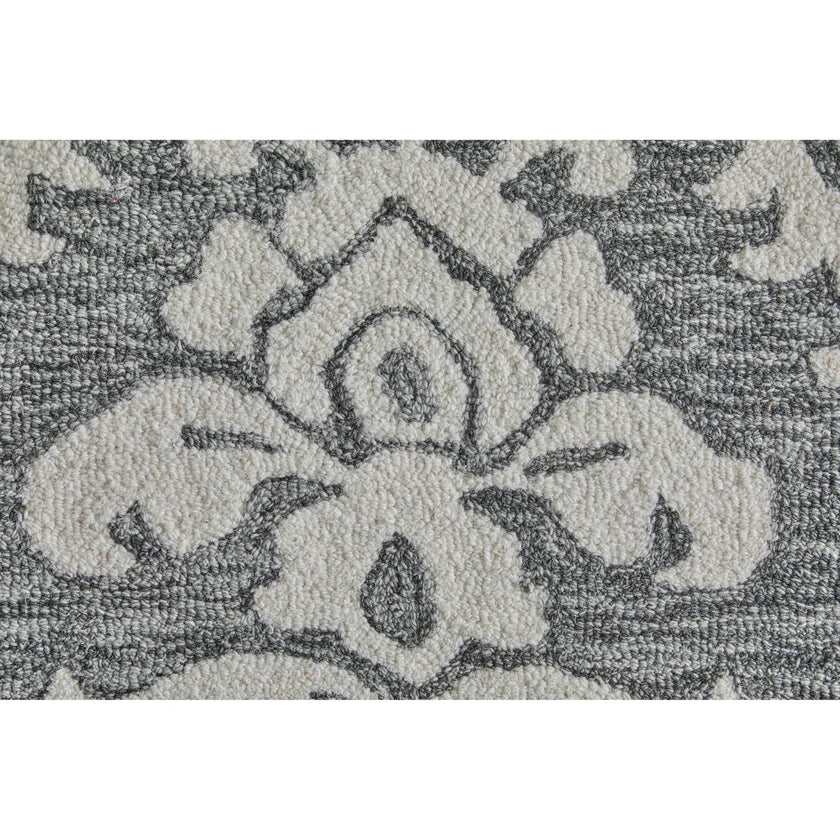 Feizy Belfort 8A26F Traditional Floral & Botanical Rug in Gray/Ivory/Black