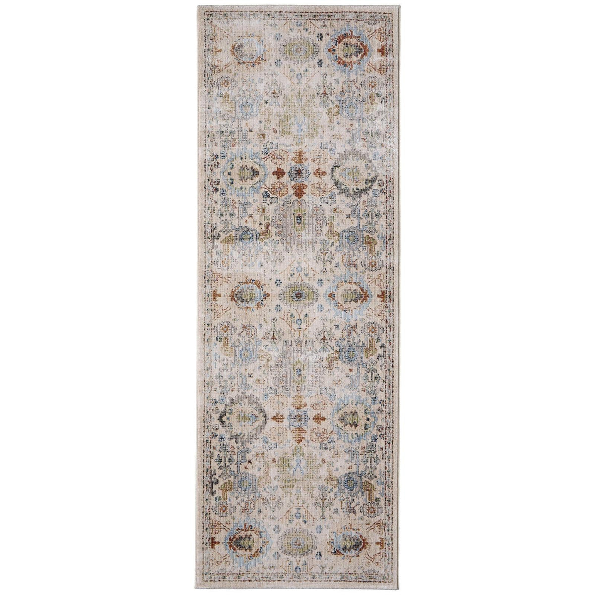 Feizy Melrose 39P5F Traditional Floral & Botanical Rug in Tan/Blue/Red
