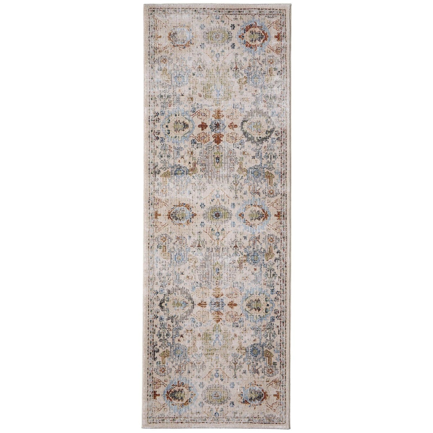 Feizy Melrose 39P5F Traditional Floral & Botanical Rug in Tan/Blue/Red