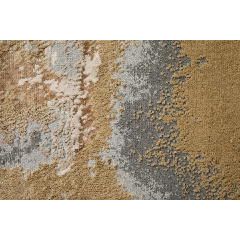 Feizy Aura 3737F Modern Watercolor Rug in Gray/Ivory/Gold