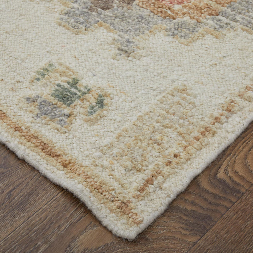 Feizy Grafton 69FLF Transitional Floral & Botanical Rug in Ivory/Orange/Gray