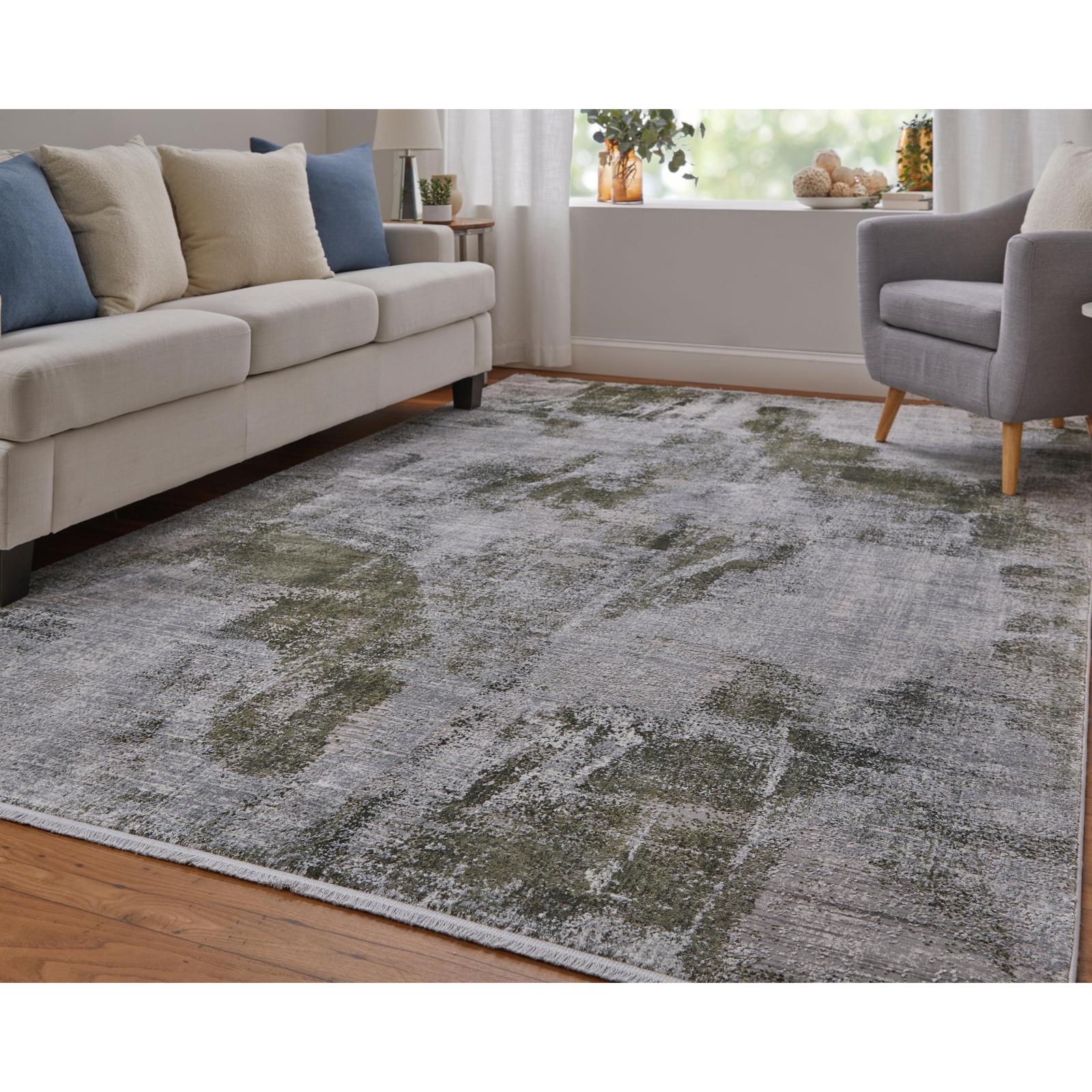Feizy Cadiz 39N5F Modern Ikat Rug in Gray/Green/Silver